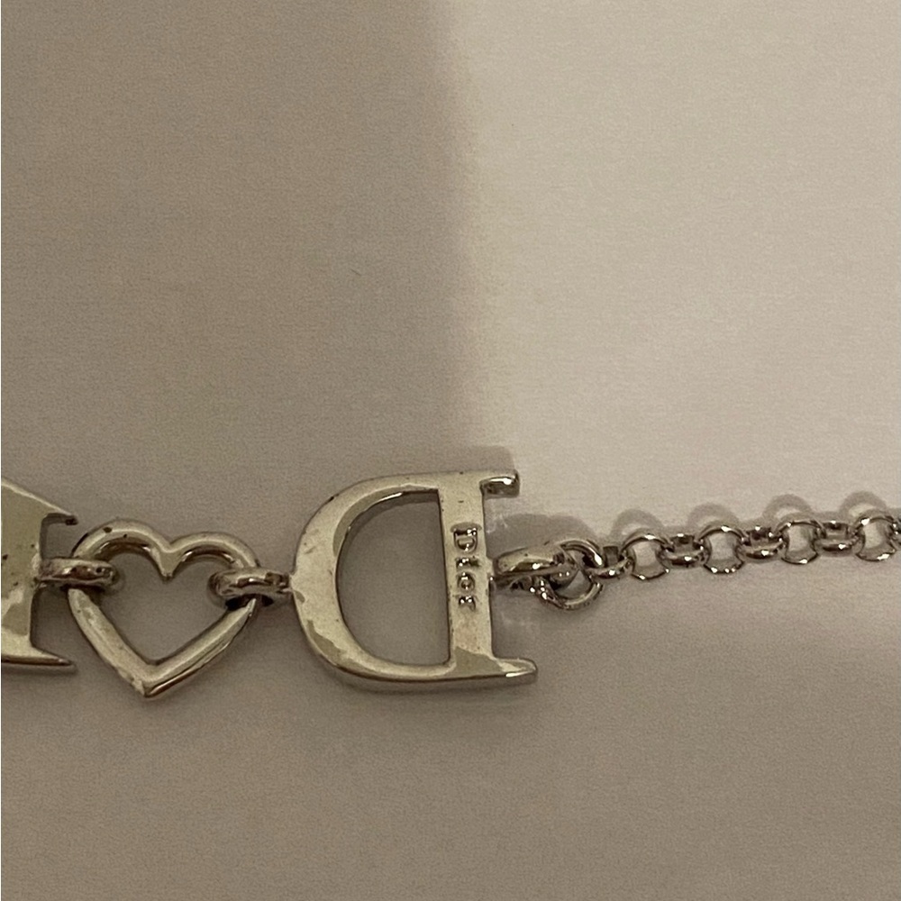 Dior Silver Lovely Rhinestone Heart Link Bracelet New With Tag 100% Authentic - Picture 11 of 12